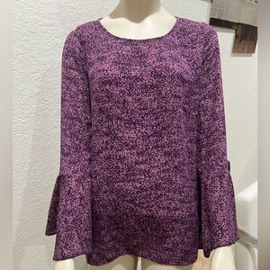 H by Halston Purple Patterned Blouse
